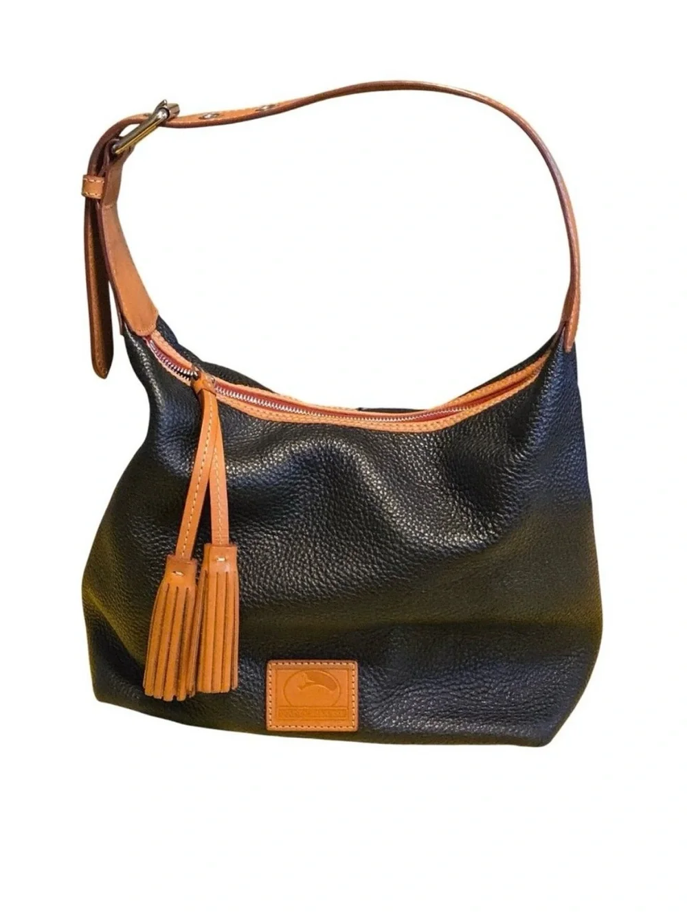 Dooney & Bourke Black Pebble Leather Hobo Shoulder Bag